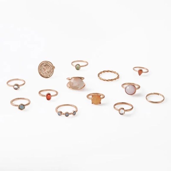 **MARNIE* 13-Pc Gold x Multicolor Gem Fashion Ring Set - Picture 4 of 5